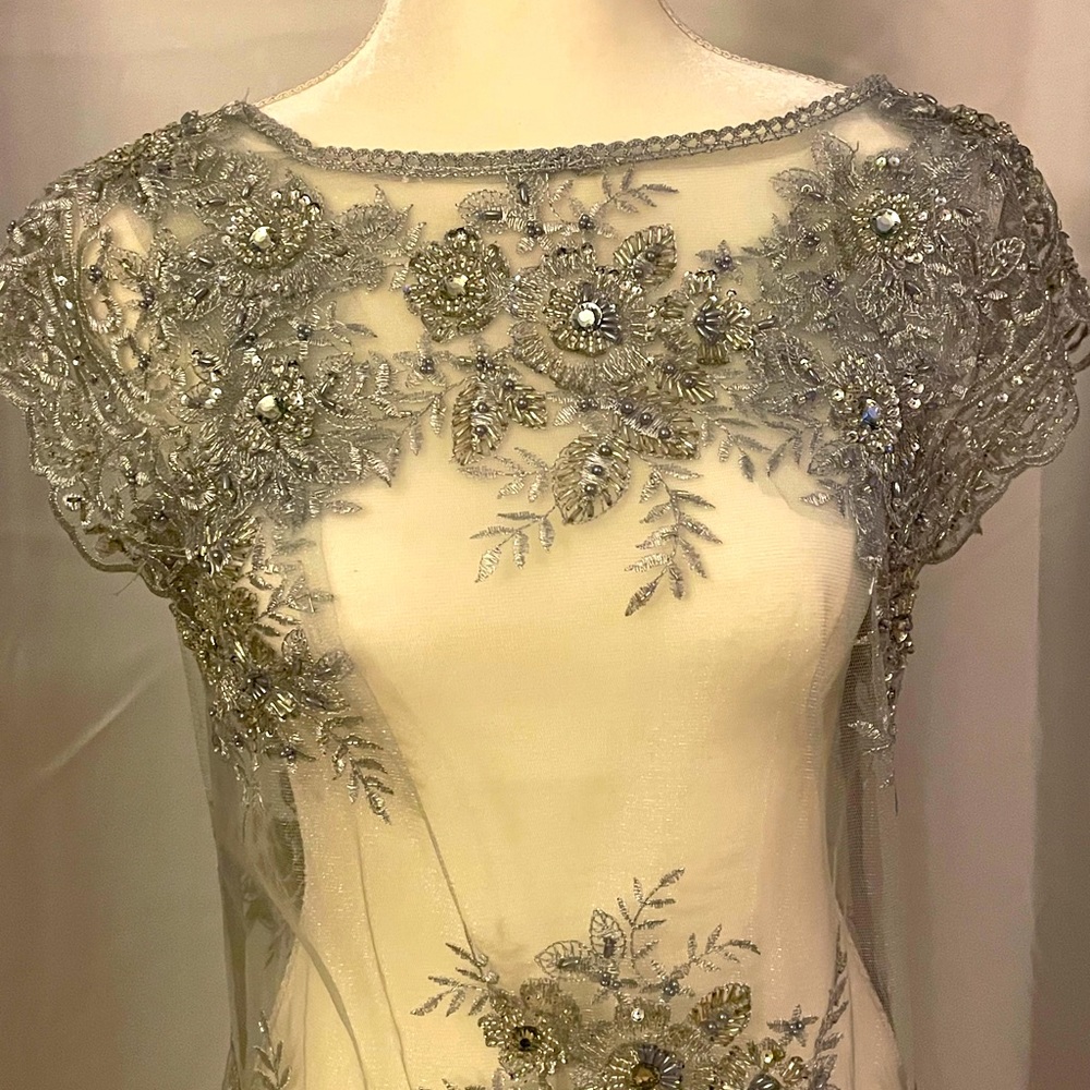 Custom made dress silver with beading
